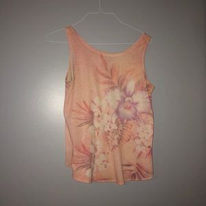 AEO Light Pink Floral Scoop Neck Tank Top